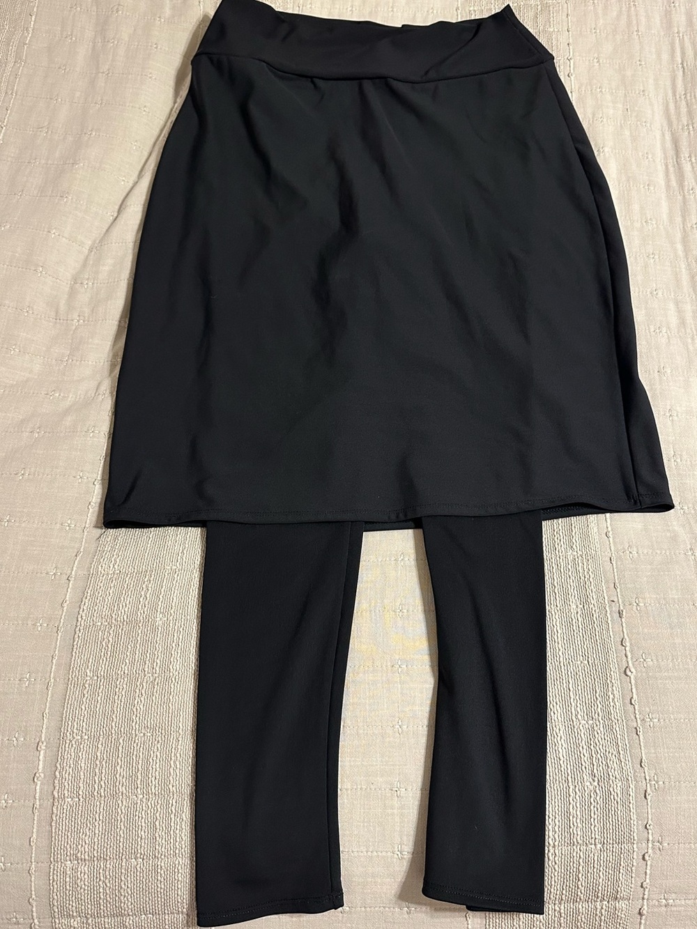 Sweet Lemon Thyme Black Midi Skirt with Attached Leggings - Women's